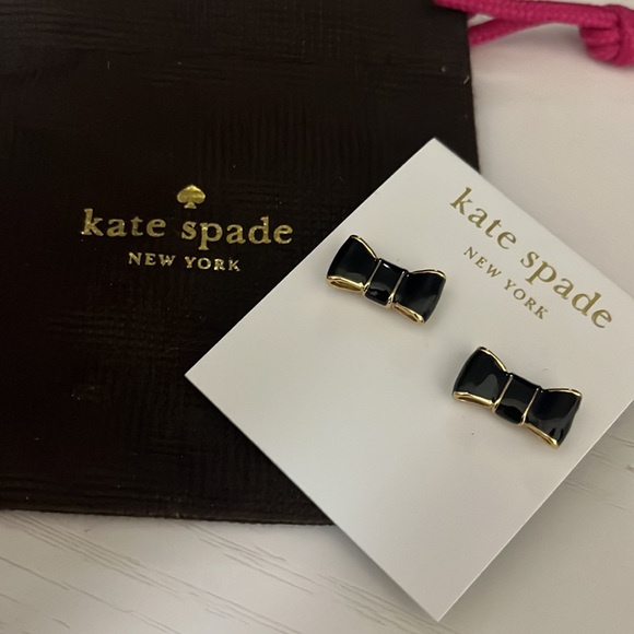 Authentic Kate Spade Black Take A Bow Stud Earrings - Picture 3 of 3
